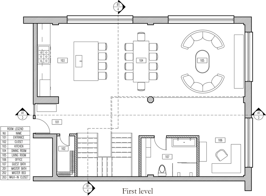 The Loft — First Level Floor Plan