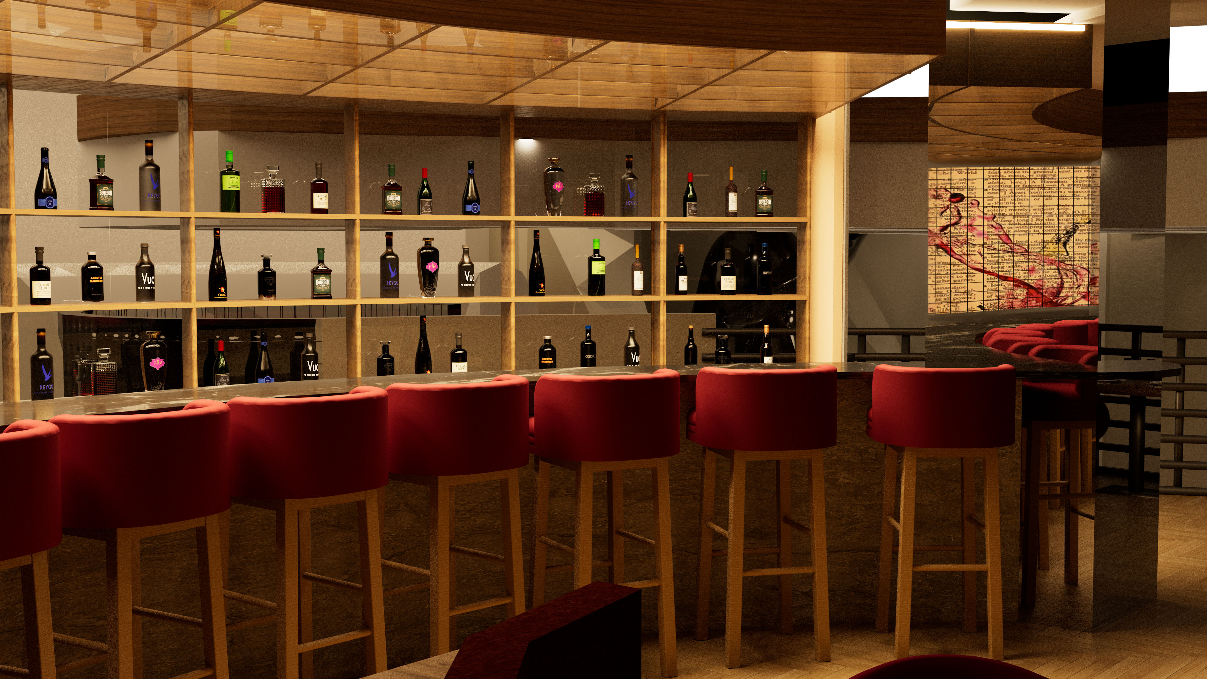 Izakaya Rouge — Bar area with bottle display