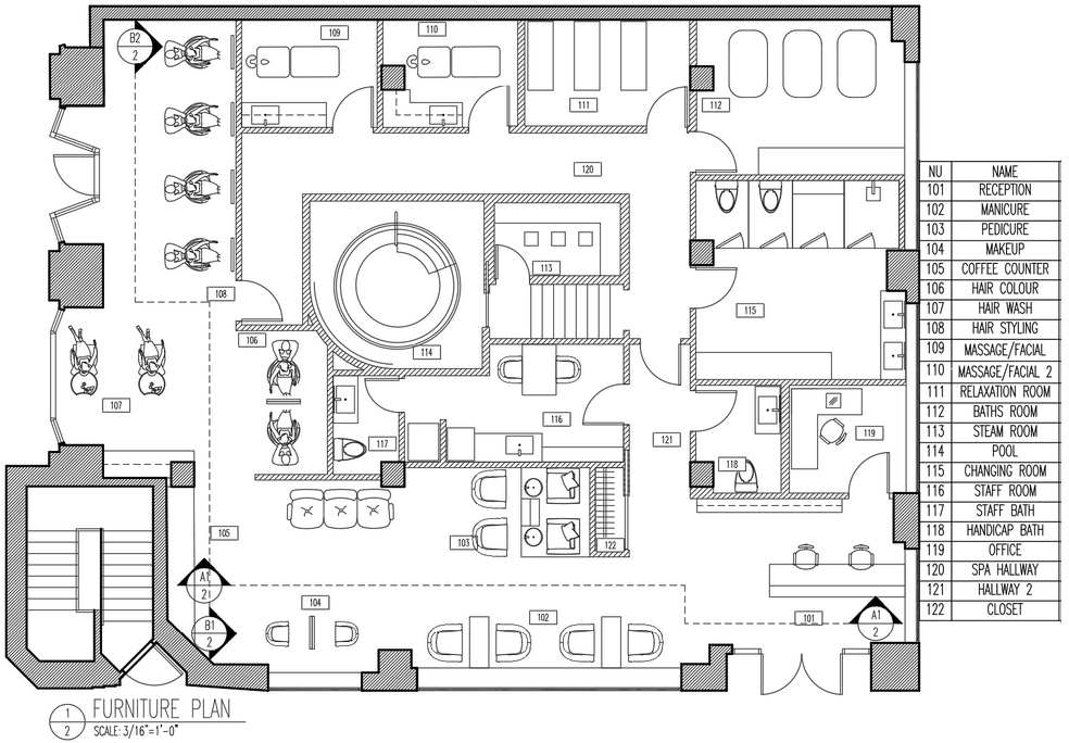 Luna Wellness Spa — Furniture Floor Plan