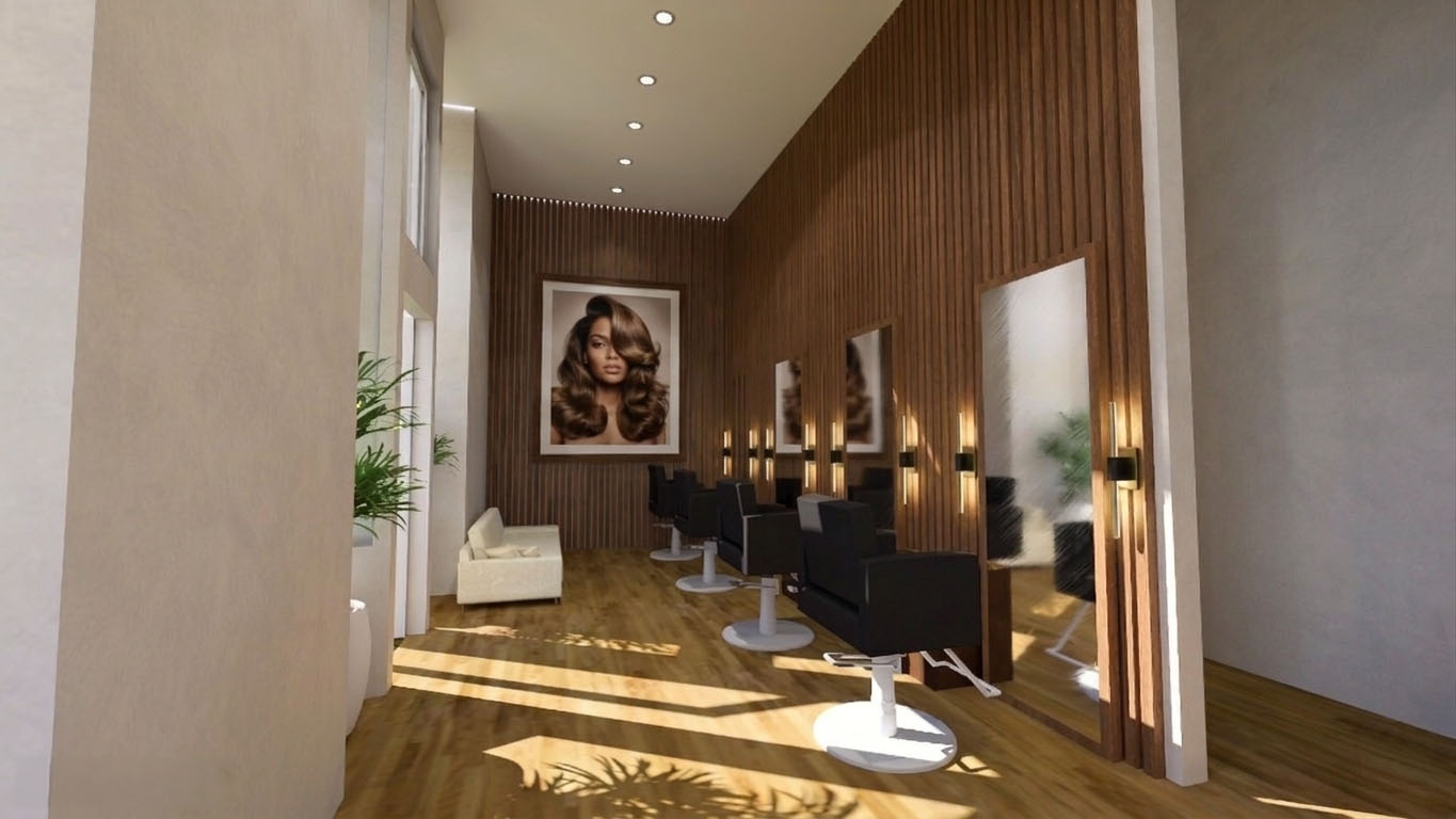 Spa Haircut Stations — Natural materials and warm lighting